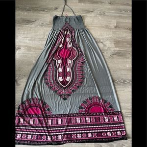 Beautiful pastel colored grey maxi dress